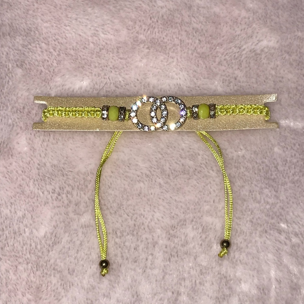 ✨✨5/$10✨✨ Lucky Yellow String Minimalist Thread Macrame Rope Bracelet w Crystal